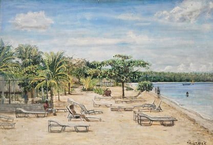 WILLIAM SELESNICK (20th c, American) Bucks County Artist, Large Beach Scene
