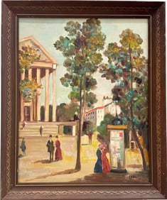 20th c Paris School Impressionist City Scene With Figures Signed Tosi