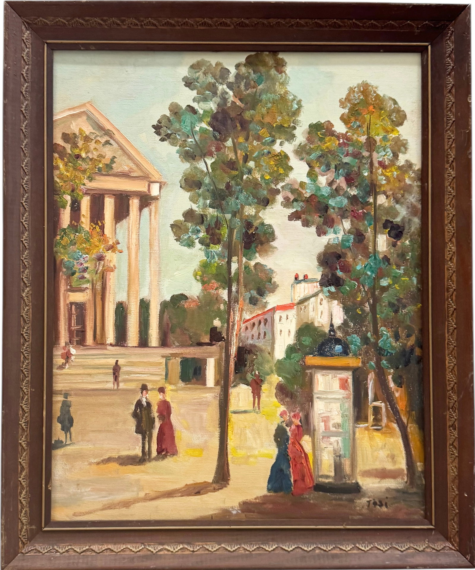 20th c Paris School Impressionist City Scene With Figures Signed Tosi (1 of 3)