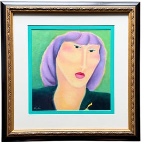 CAROL COOK (20th c, American) Modernist Portrait, West Virginia Artist