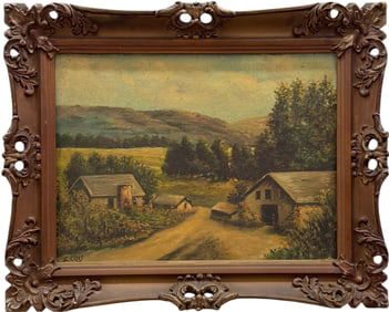 Early 20th Century American School Country Landscape Signed Painting