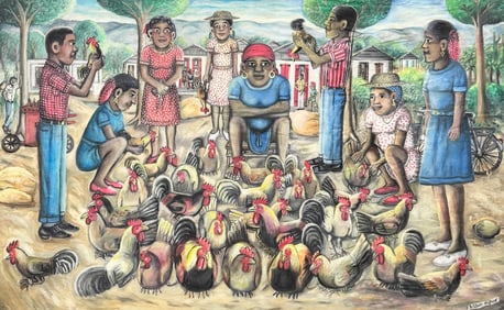 WILSON BIGAUD (1931-2010, Haitian) Large Oil Painting