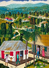 ABNER DUBIC (b. 1947, Haitian) Village Landscape