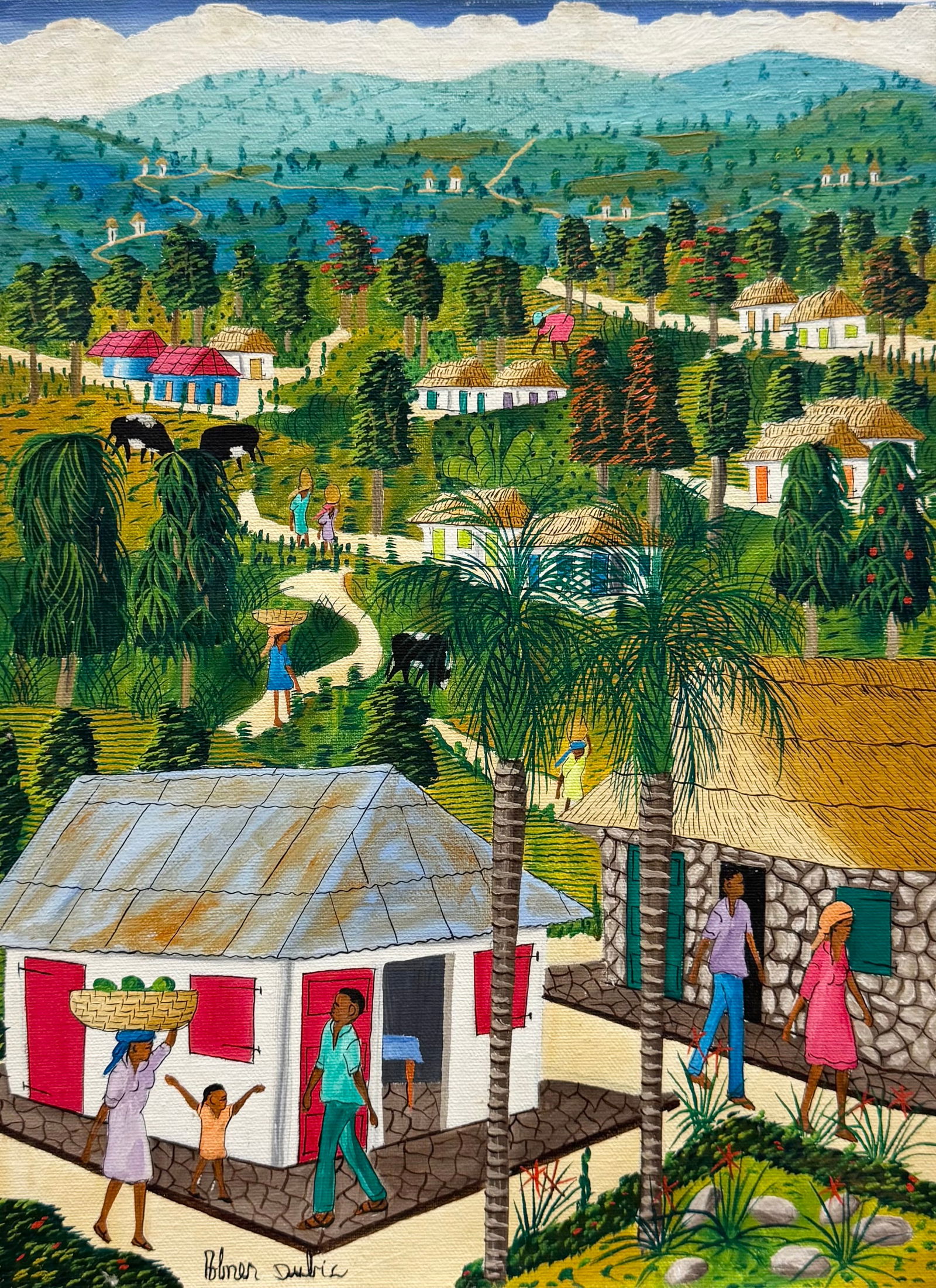 ABNER DUBIC (b. 1947, Haitian) Village Landscape (1 of 3)