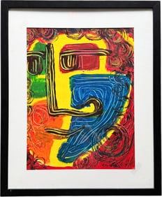 Nicely Framed Contemporary American Figural Abstract Signed Acrylic Painting
