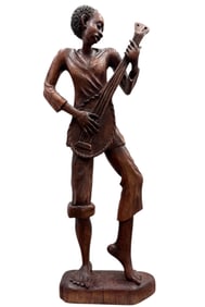 Large Carved Wood Haitian Sculpture Signed G Raymond
