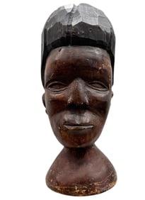 African Carved Wooden Bust Sculpture