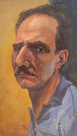 Early Modernist Expressionist Portrait Of A Man Unsigned Oil Painting