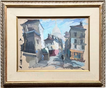 BORIS CENIC (b. 1921, Yugoslavia) Rue Norvins, Paris 1956, Nicely Framed