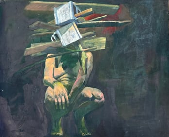 JUAN LUIS ILISASIGUI (b. 1964 Cuba) Surrealist Nude Portrait, Style Of Francis Bacon