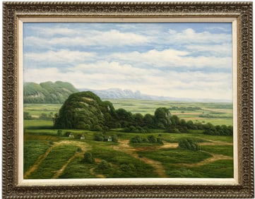 Monumental Cuban School Landscape Signed Oil Painting