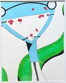 Nicely Framed Contemporary Surrealist Watercolor