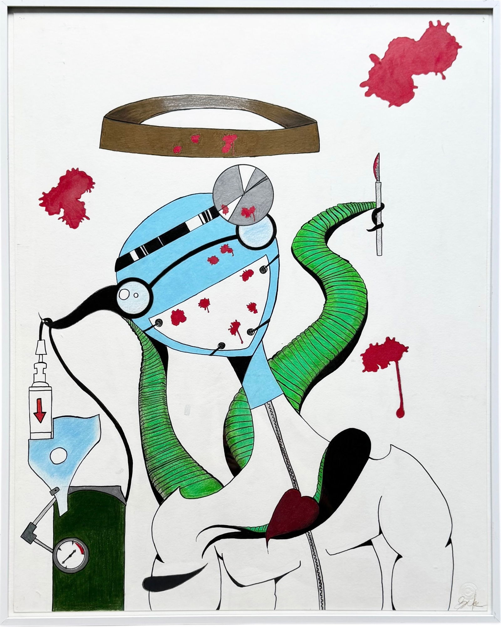 Nicely Framed Contemporary Surrealist Watercolor (1 of 3)