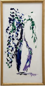 Monumental Vintage Minimalist Still Life Acrylic Painting Signed R Dorman 50"