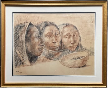 FRANCISCO ZUNIGA (1912-1998, Mexico) Charcoal Of Three Women 1964
