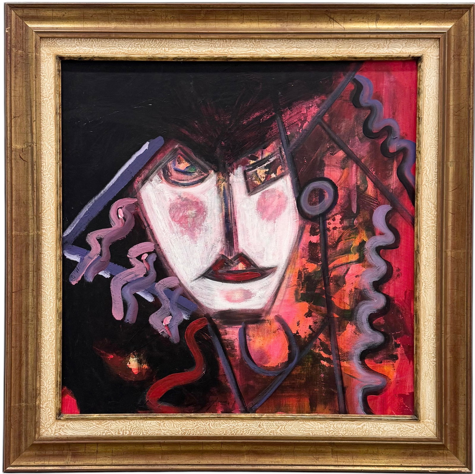 Venezuelan Modernist Abstract Signed Illegibly Caracas Gallery Label: Oil on canvas 24 x 24 in, 31 1/2 x 31 1/2 in. Domestic Flat Shipping Price: $160