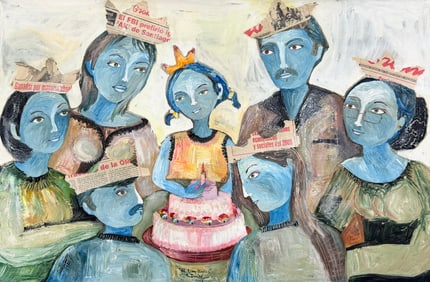 SANDRA DOOLEY (b. 1964, Cuban) Modernist Oil & Collage