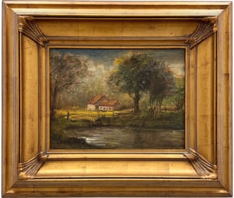 Early 20th Century American Impressionist Landscape With House