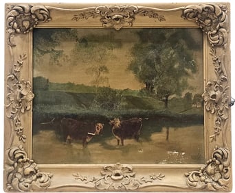 19th Century American Pastoral Scene With Cows