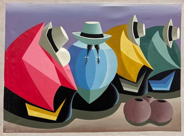 Peruvian Cubist Signed Oil Painting