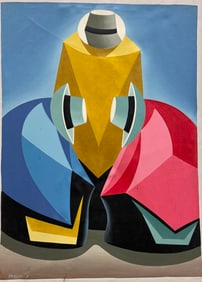 Peruvian Cubist Signed Oil Painting