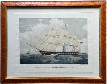 T. G. Dutton, The Clippership Yorkshire 1100 Framed Colored Engraving
