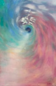 Monumental Vintage 1980's Russian? Musical Composer Signed Abstract Painting