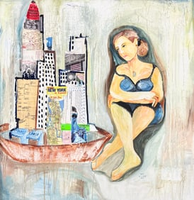 SANDRA DOOLEY (b. 1964, Cuban) Modernist Oil & Collage