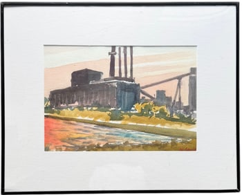 WILLIAM GOULD (20th c, American) Industrial Watercolor