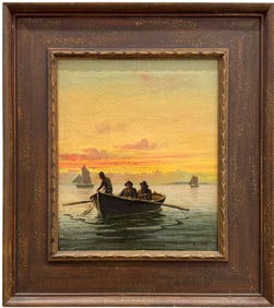 19th Century European Luminist Seascape With Fisherman Monogrammed 1894