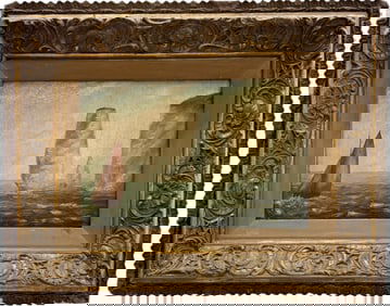 Early 20th Century English School Seascape With Sailboat Signed Oil Painting Dated 1902