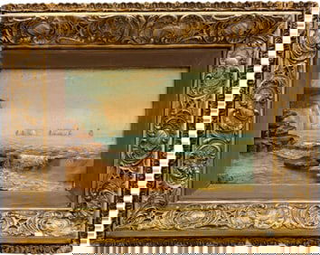 English School Coastal Landscape Signed & Dated 1903 Oil On Academy Board