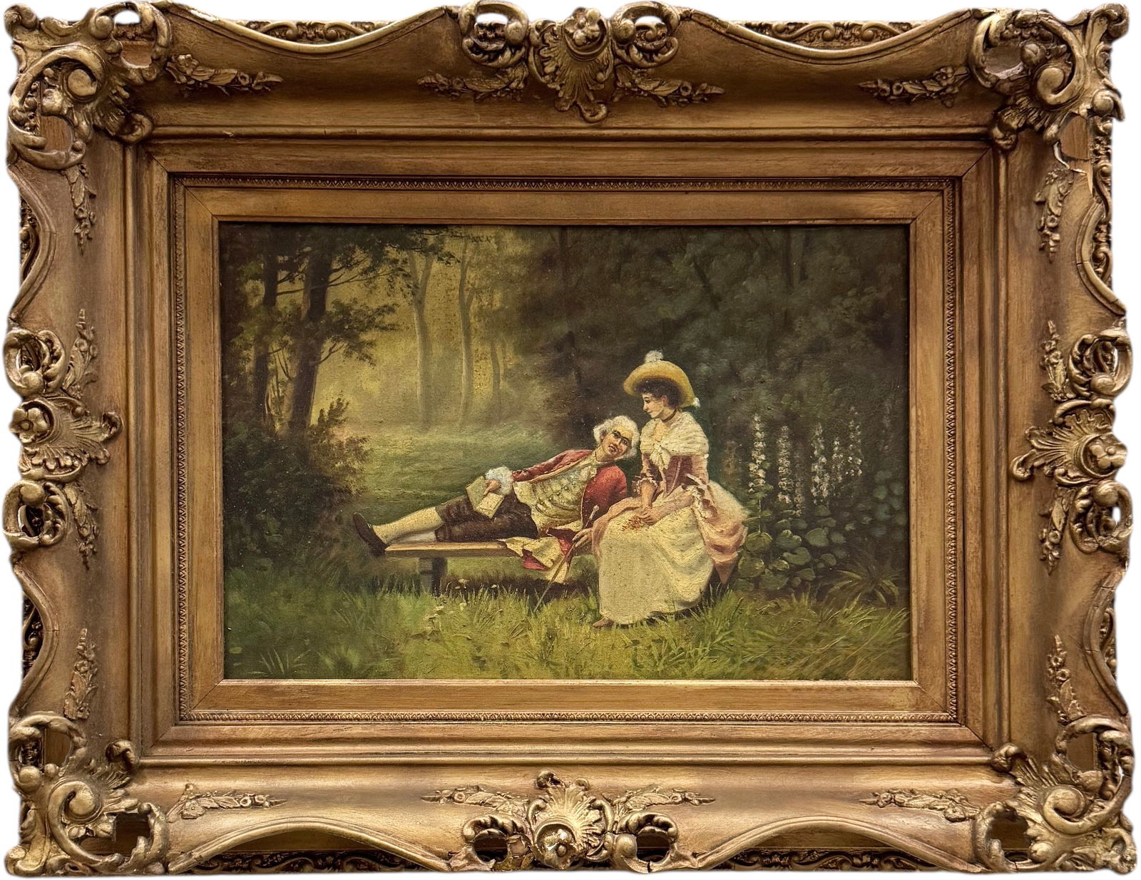 19th Century American School Courting Scene Lovers In Landscape (1 of 3)