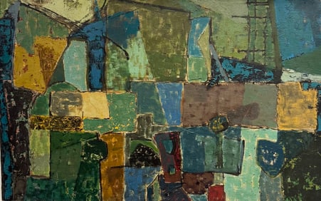 Early Mid-Century Abstract Expressionist Oil Painting Signed & Dated 1952