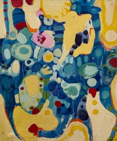 Mid-Century Modern American Abstract Signed Oil Painting