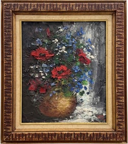 ZAZA MILIEU (20th c, Russian American) Still Life Of Flowers, Great Frame