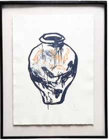 Nicely Framed Contemporary Pencil Signed Lithograph Of A Vase