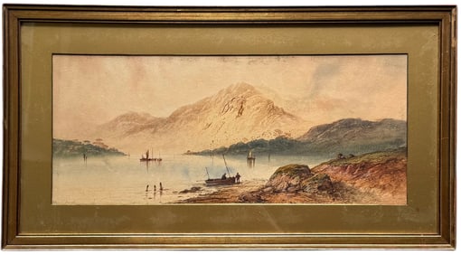 Edwin A. Penley (1828 - 1893, English) Mountain Landscape With Lake