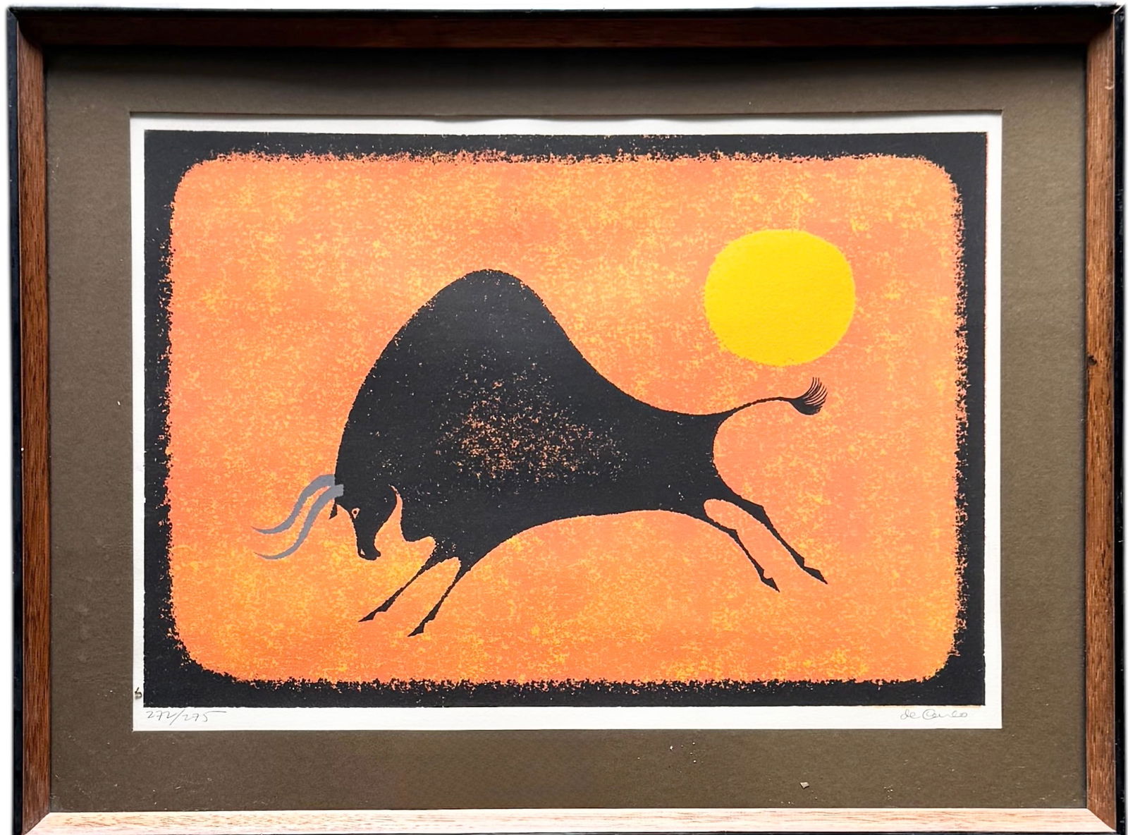 Keith Llewellyn De Carlo (1925-1981, Panama) Bull Lithograph (1 of 3)