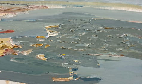 Monumental Abstract Heavy Impasto "Estuary" Painting Signed Verso