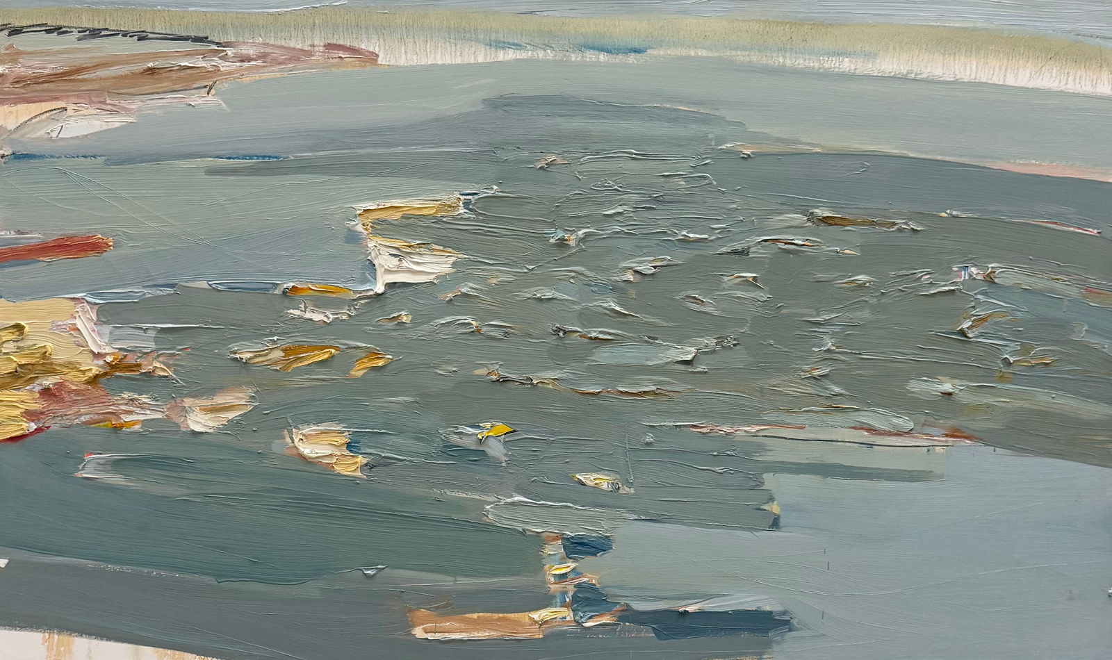 Monumental Abstract Heavy Impasto "Estuary" Painting Signed Verso (1 of 3)