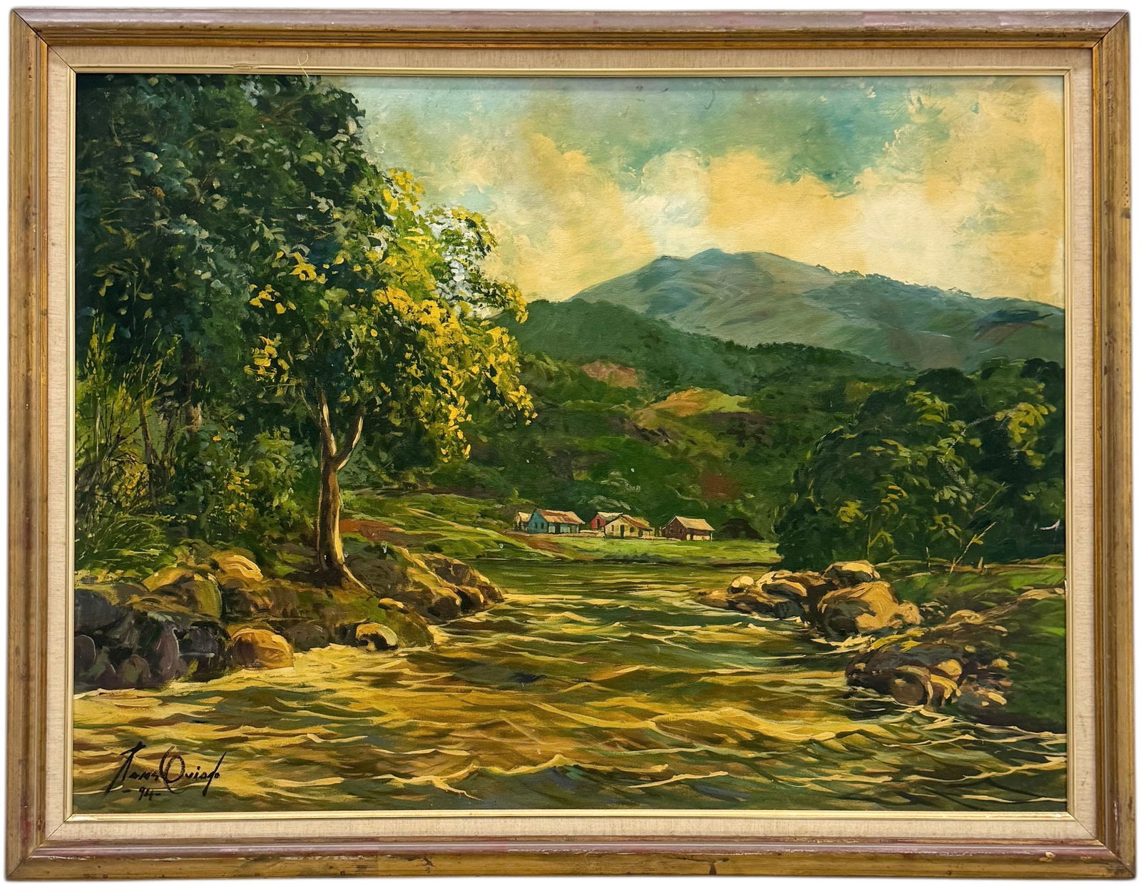 Large Colombian Mountain Landscape Signed Oil On Canvas Painting (1 of 3)
