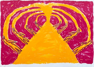 Contemporary Pencil Signed Abstract Serigraph Print Dated 1989