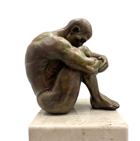 Contemporary Male Nude Thinker Sculpture