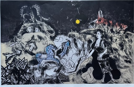 Augustín Ubeda (20th c, Spanish) Large Pencil Signed Abstract