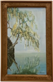 Southern School Florida Mangrove Landscape Signed Oil Painting