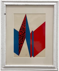 Nicely Framed Mid-Century Modern Signed Geometric Serigraph Print