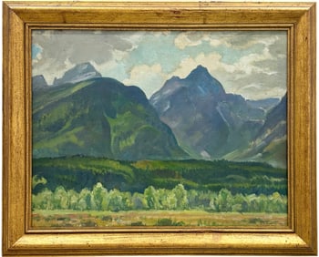 PAUL BRANSOM (1886-1979. American) Jackson Hole, Wyoming Mountain Landscape