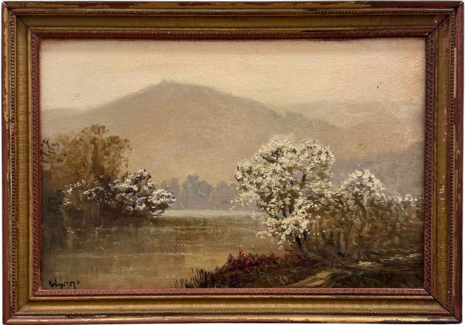 JAMES WYNNE (1879-1966, American) Dogwoods Landscape, North Carolina Artist: Oil on board 18 x 12 in, 20 1/2 x 14 1/2 in (framed). Domestic Flat Shipping Price: $55
