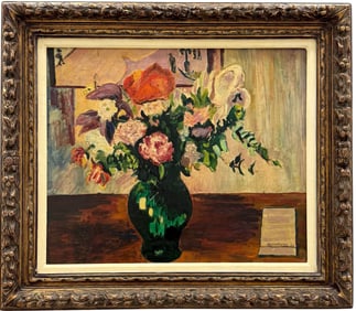 American School Modernist Still Life Of Flowers Signed Zimmerman